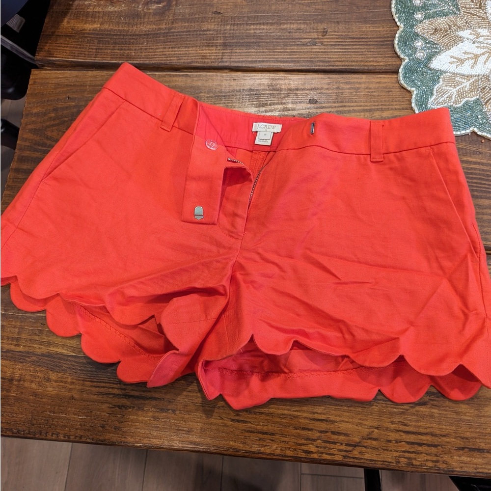 Red scalloped shorts